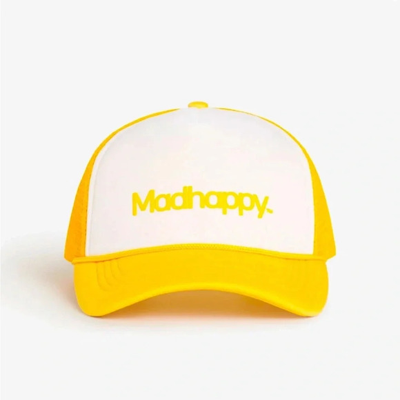 🆕 NWT Still in Bag Madhappy Classics Foam Trucker Hat in Yellow and White